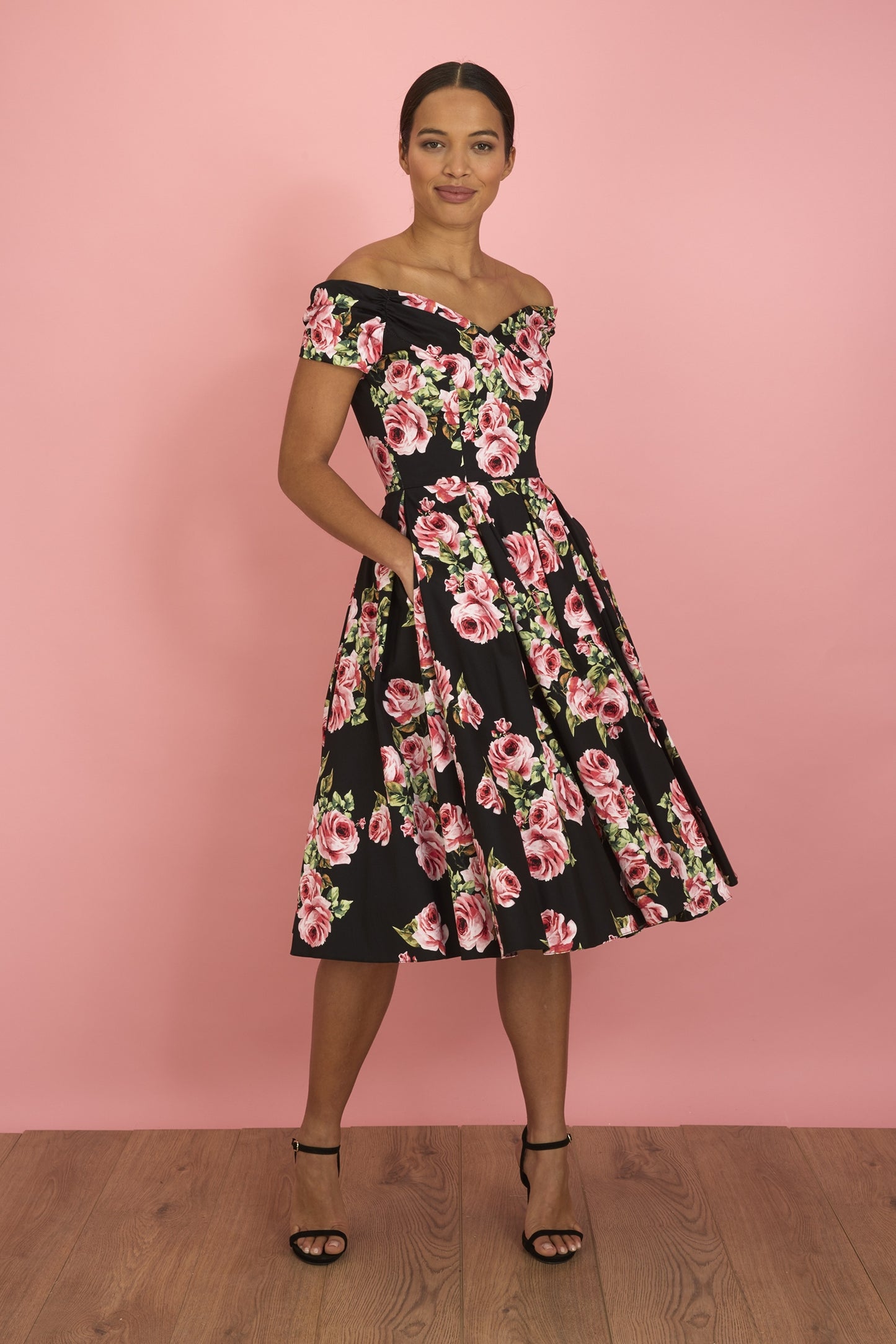 Fatale Vintage Rose Off The Shoulder Prom Dress