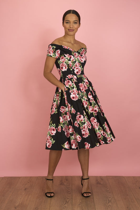 Fatale Vintage Rose Off The Shoulder Prom Dress