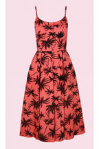 Priscilla Retro Palm Midi Dress
