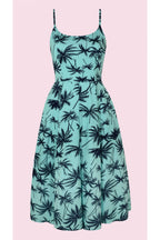 Priscilla Retro Palm Midi Dress
