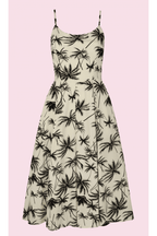 Priscilla Retro Palm Midi Dress