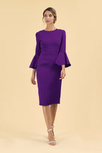 Gia Oversized Fluted Sleeve Pencil Dress