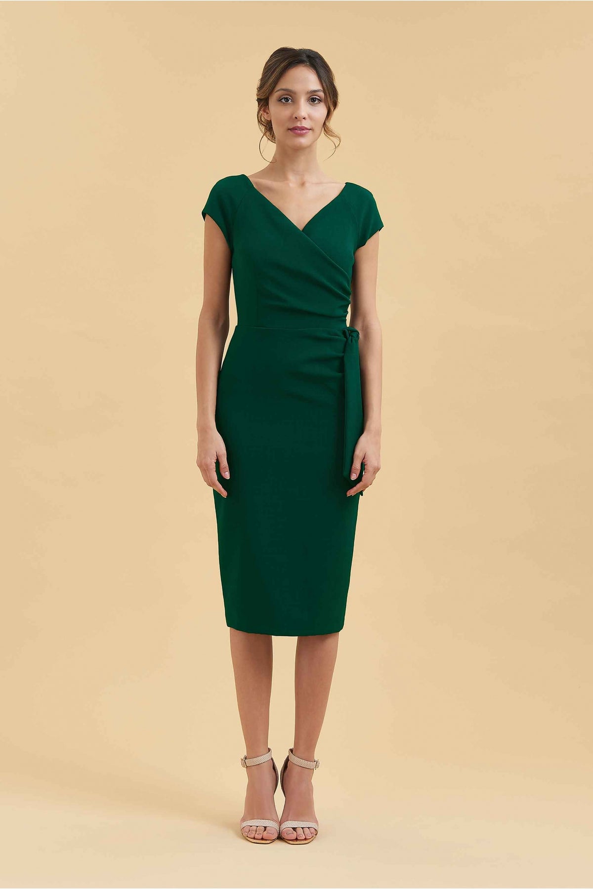 Hourglass Faux Wrap Pencil Dress