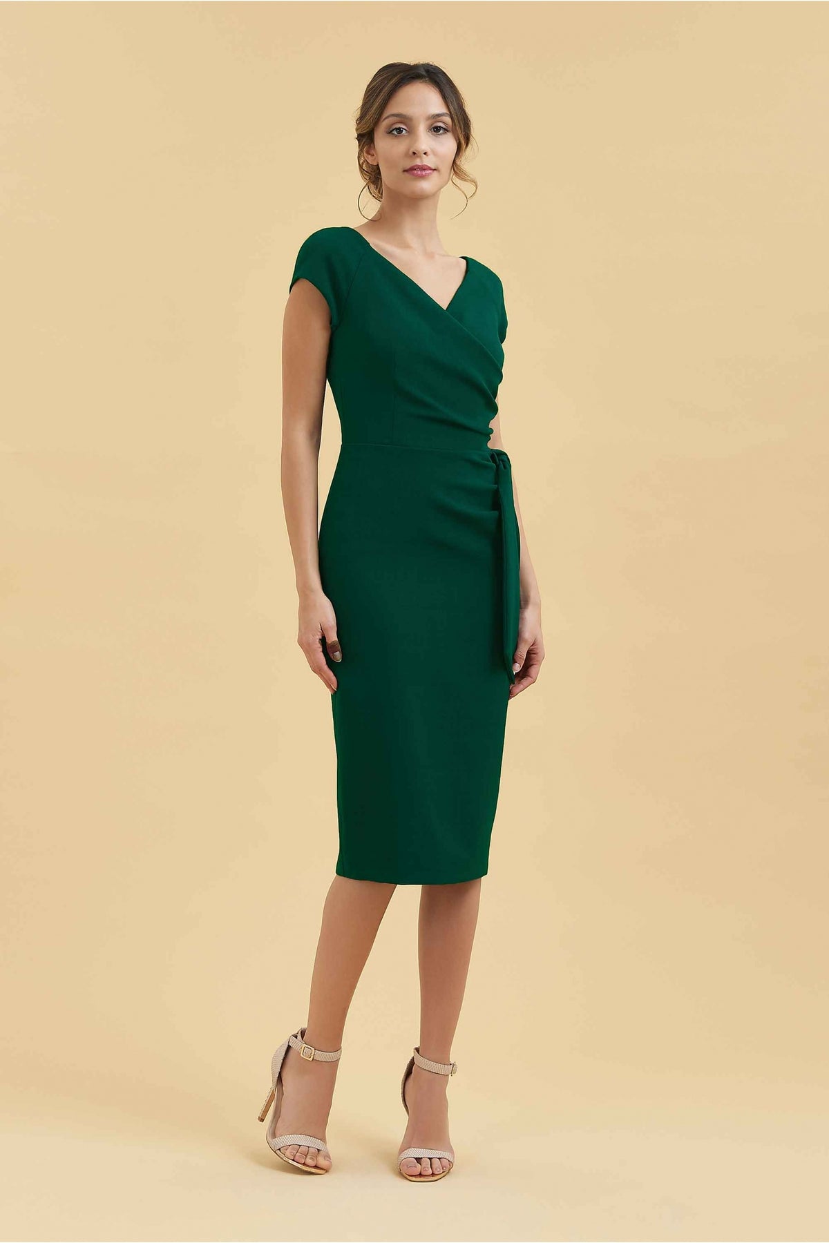 Hourglass Faux Wrap Pencil Dress