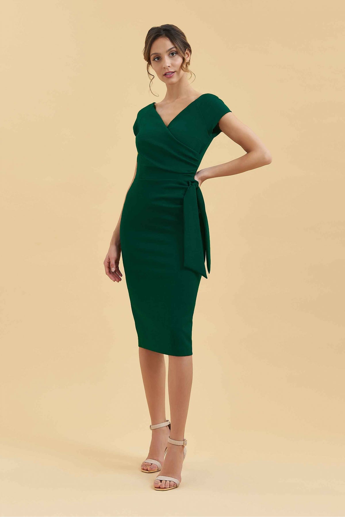 Hourglass Faux Wrap Pencil Dress