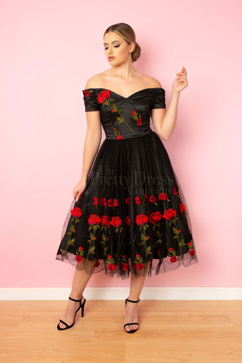 Fatale Embroidered Rose Prom Dress