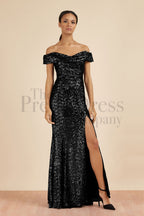 Thea Sequin Side Split Gown