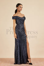 Thea Sequin Side Split Gown