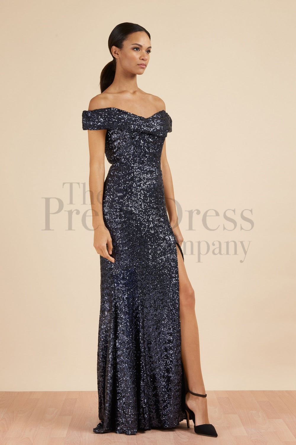 Thea Sequin Side Split Gown