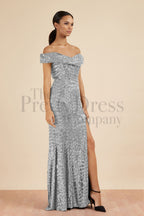Thea Sequin Side Split Gown