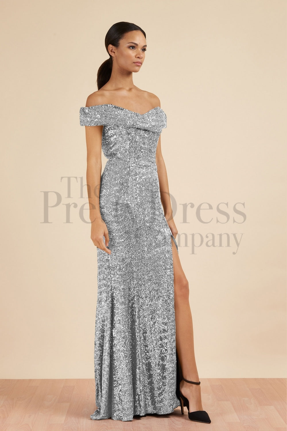 Thea Sequin Side Split Gown