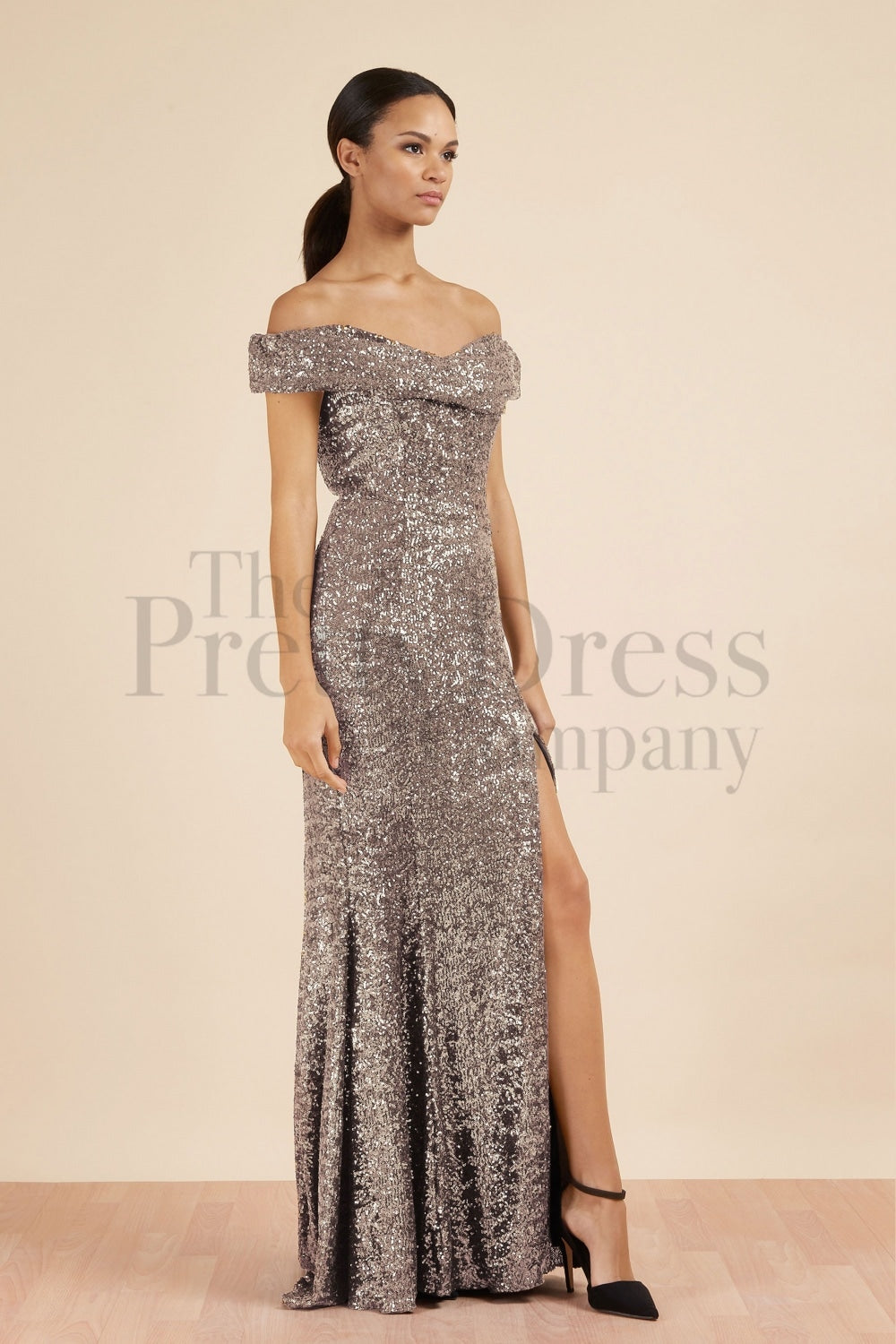 Thea Sequin Side Split Gown