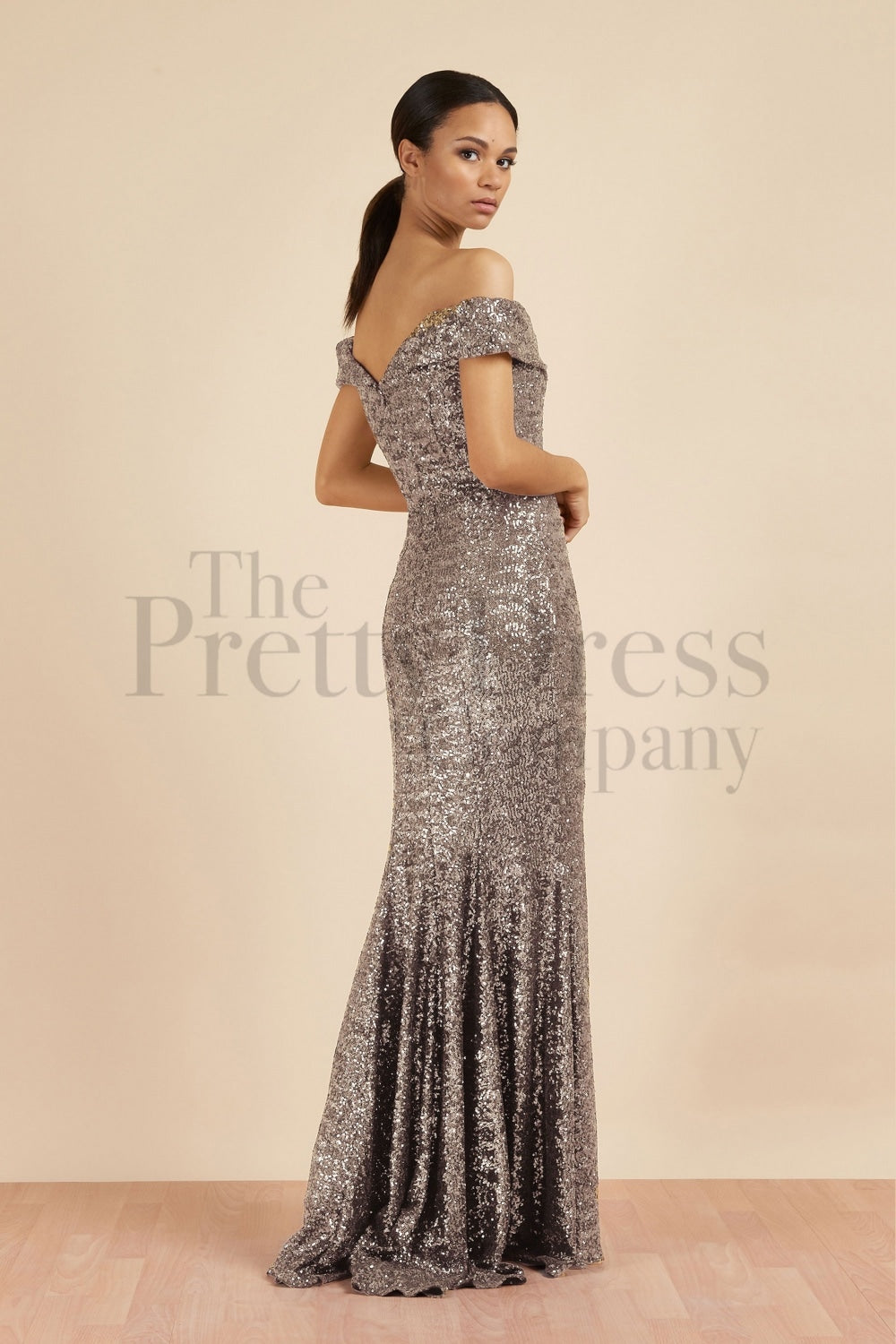 Thea Sequin Side Split Gown