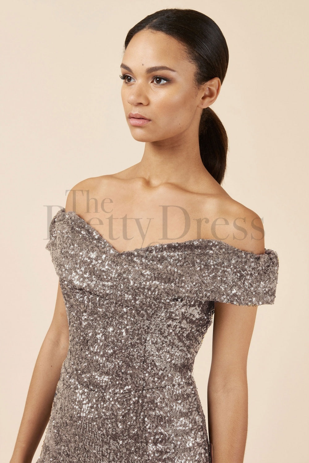 Thea Sequin Side Split Gown