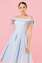 Tilly Gingham Off The Shoulder Prom Dress
