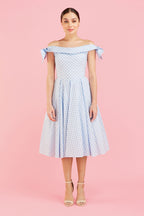 Tilly Gingham Off The Shoulder Prom Dress