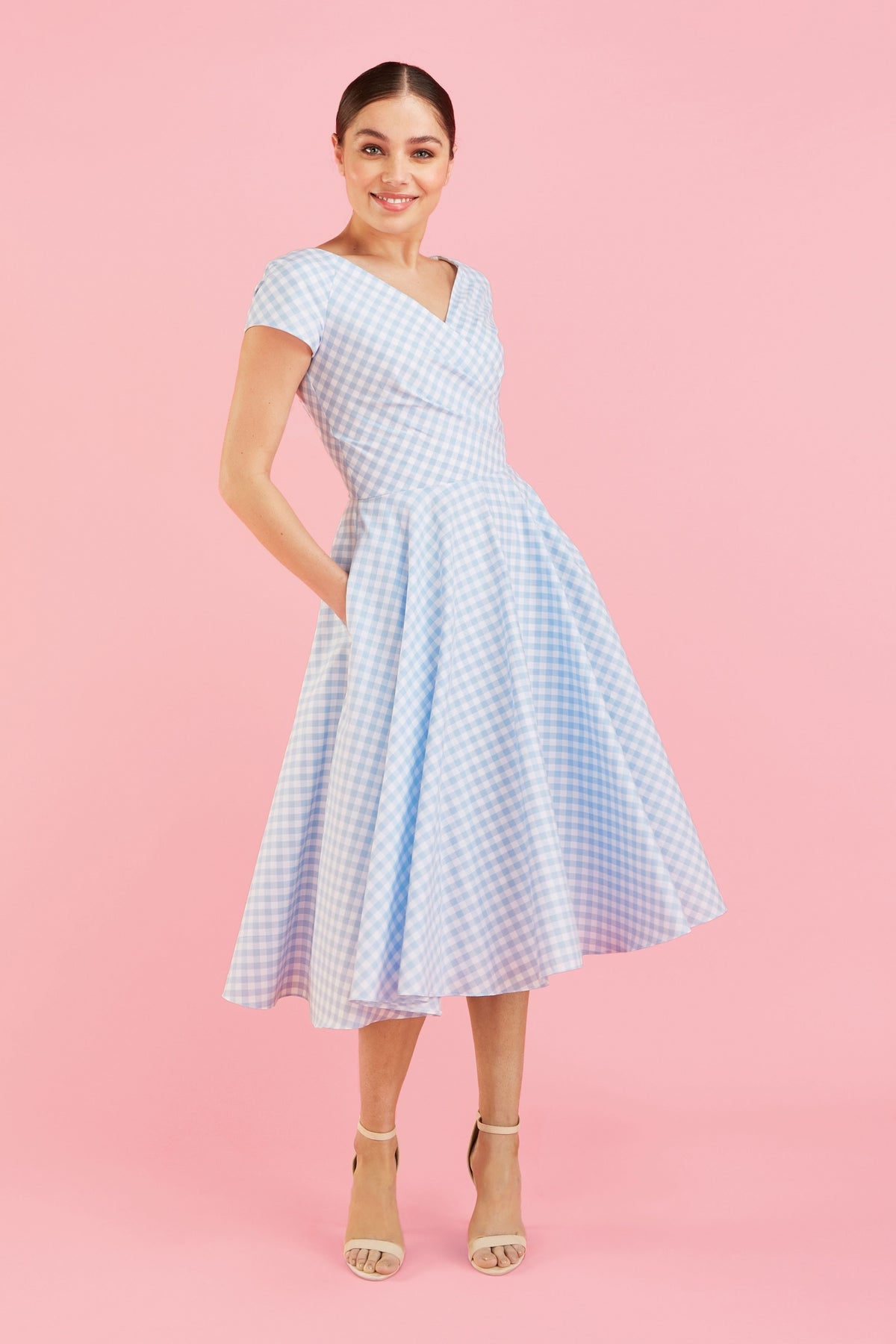 Hourglass Gingham Cotton Swing Dress