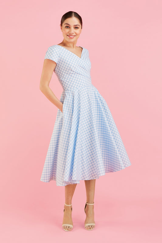 Hourglass Gingham Cotton Swing Dress
