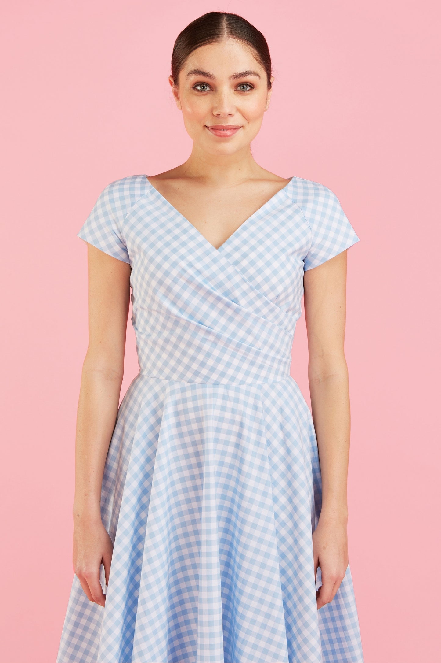 Hourglass Gingham Cotton Swing Dress
