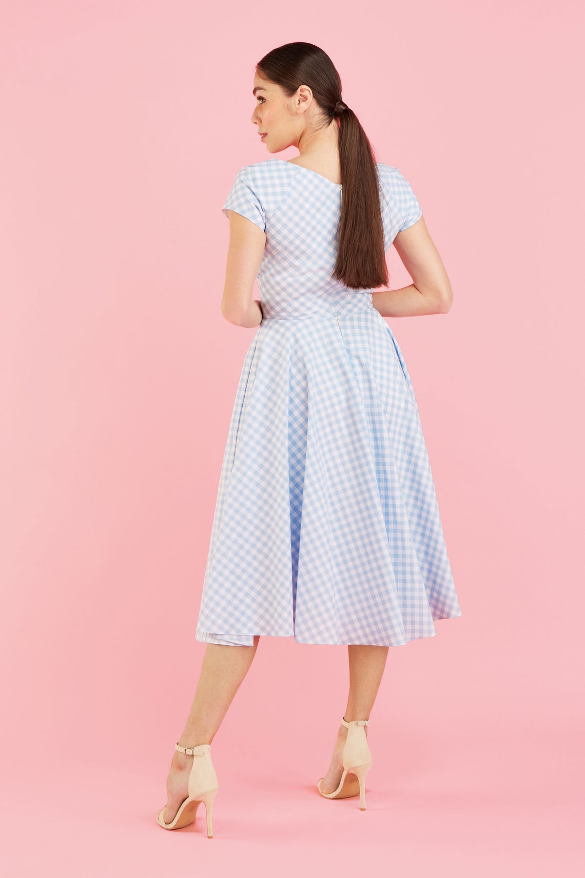 Hourglass Gingham Cotton Swing Dress