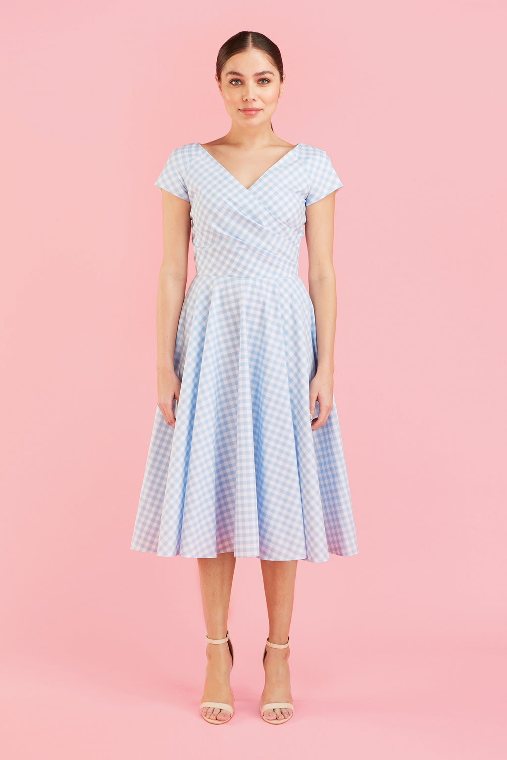 Hourglass Gingham Cotton Swing Dress