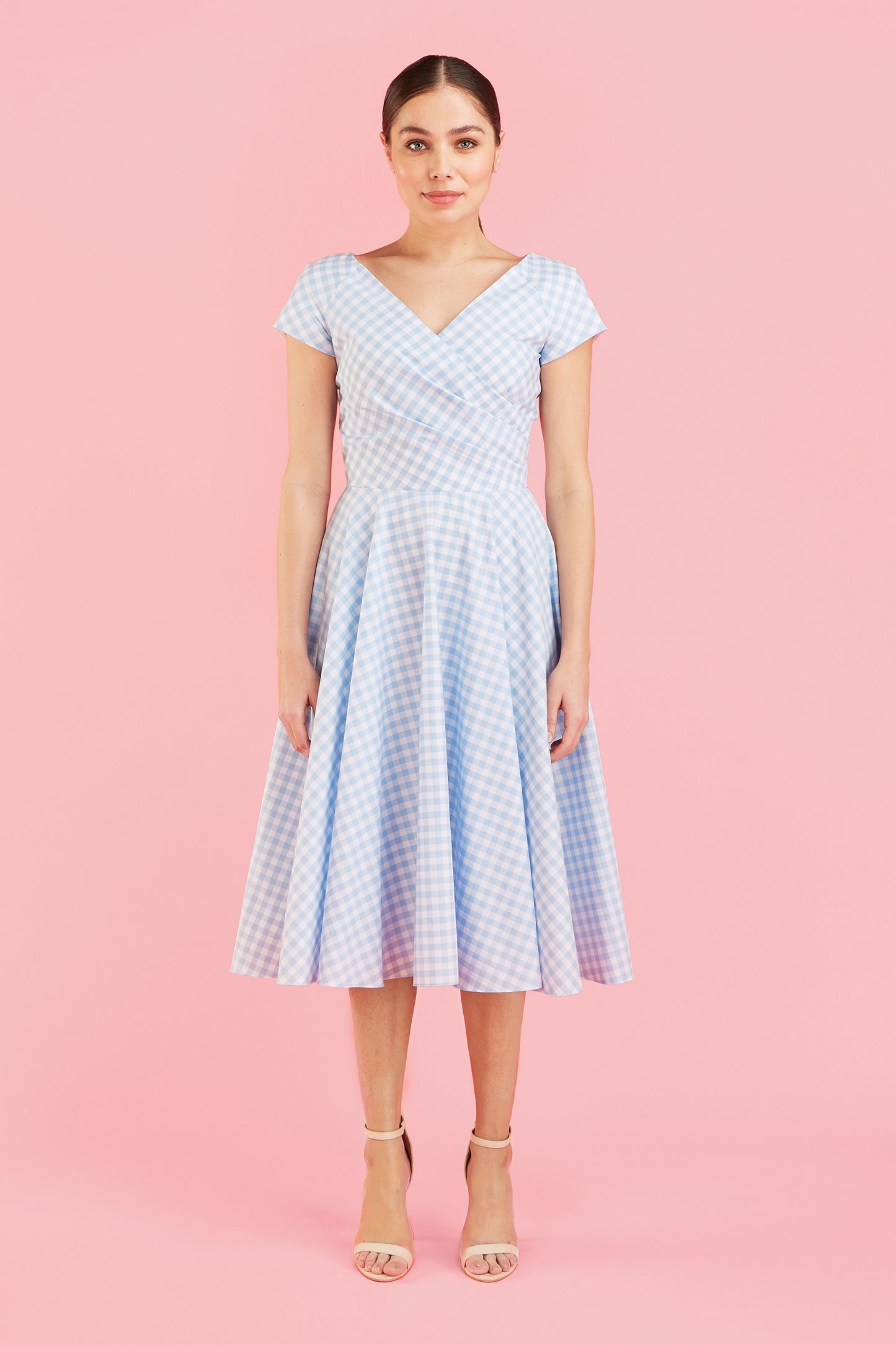 Hourglass Gingham Cotton Swing Dress