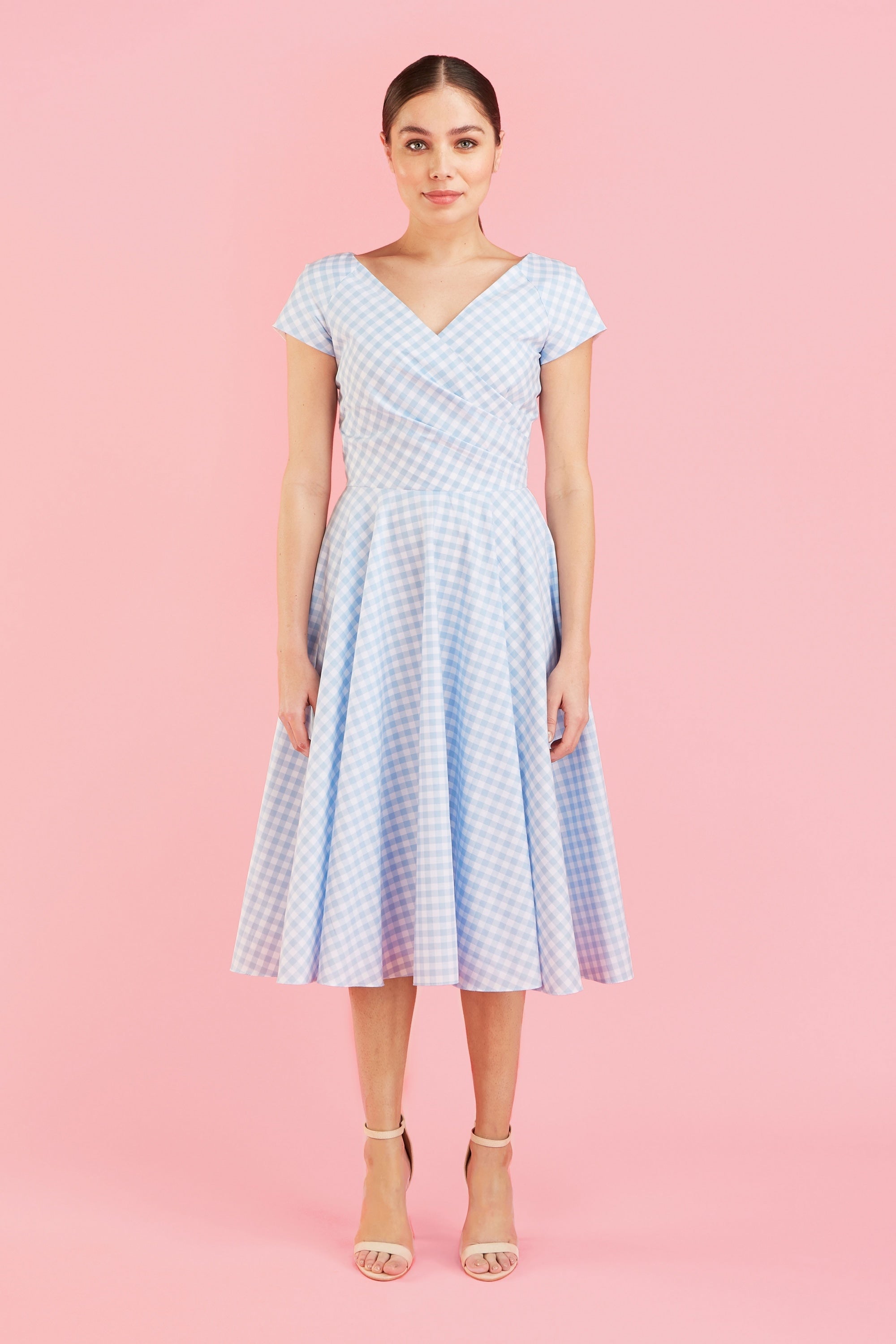 Hourglass Gingham Cotton Swing Dress