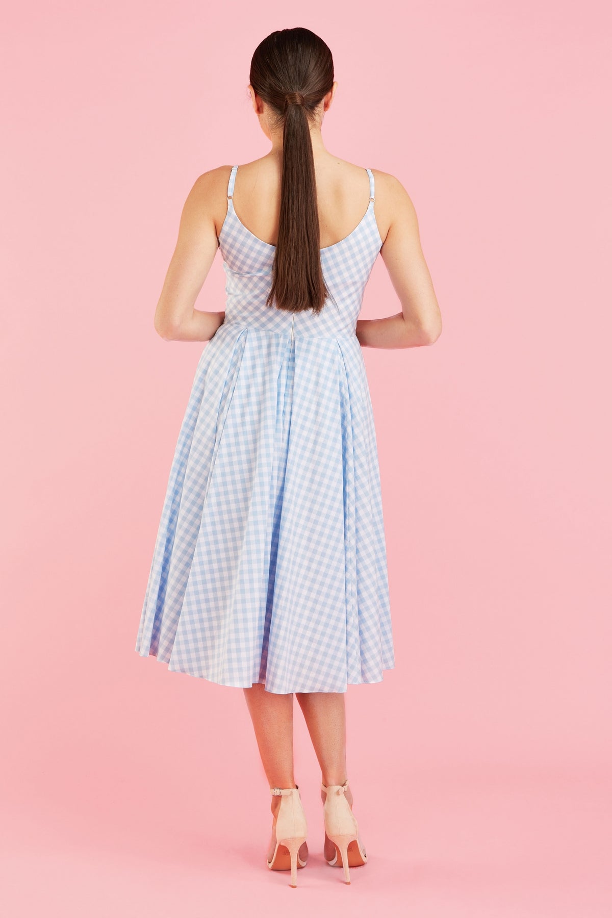 Priscilla Small Gingham Cotton Midi Dress