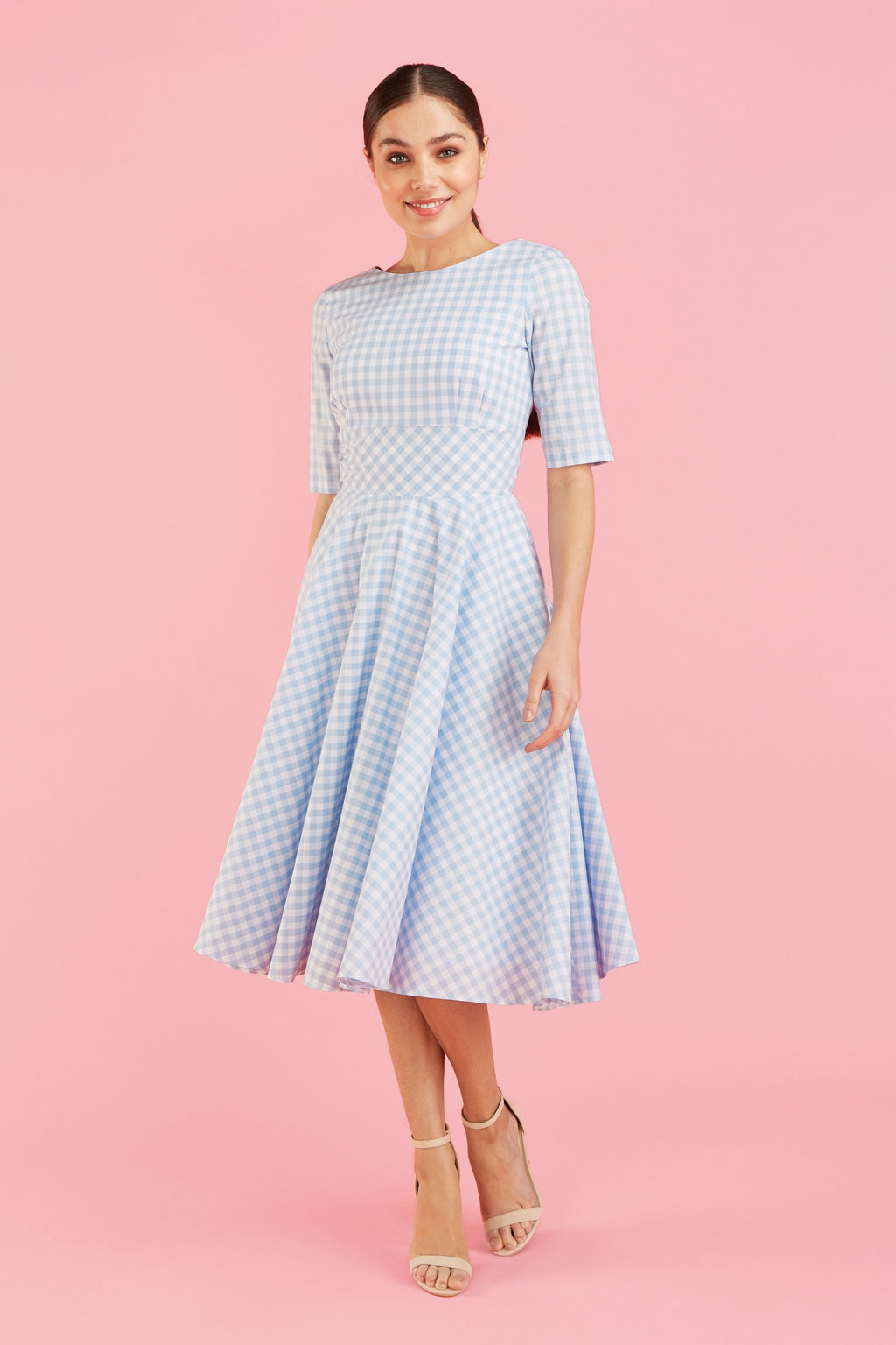 Hepburn Gingham Cotton Swing Dress