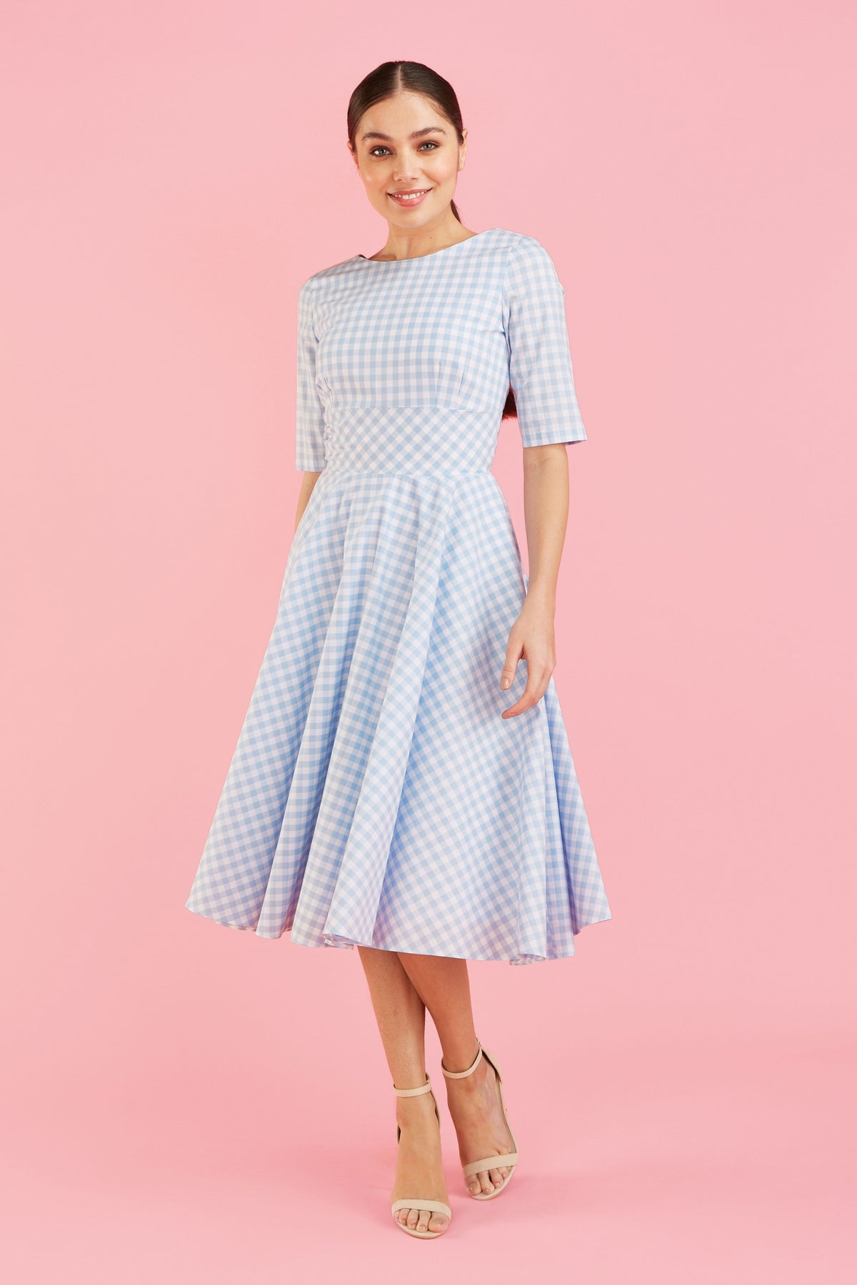 Hepburn Gingham Cotton Swing Dress