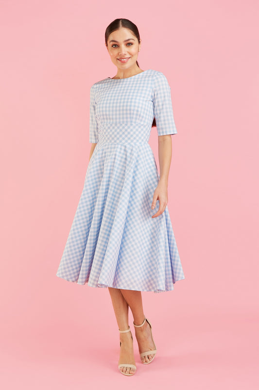 Hepburn Gingham Cotton Swing Dress