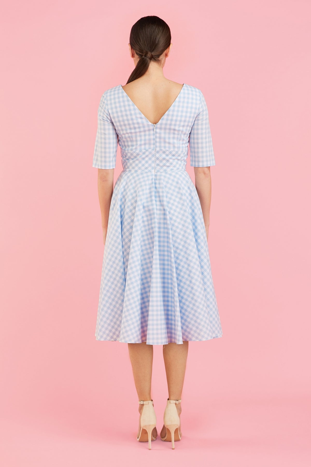 Hepburn Gingham Cotton Swing Dress