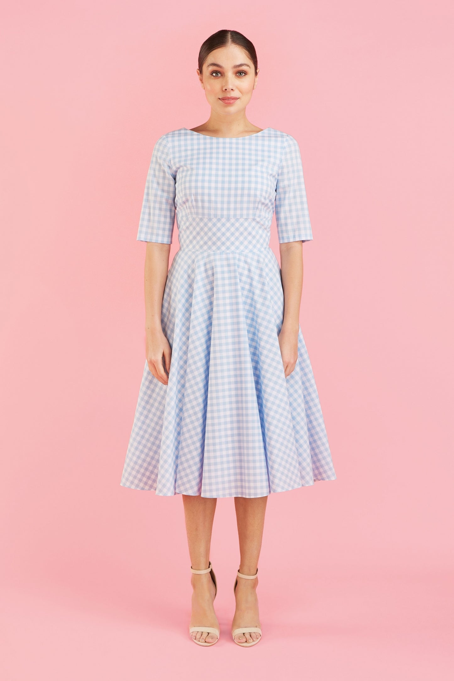 Hepburn Gingham Cotton Swing Dress