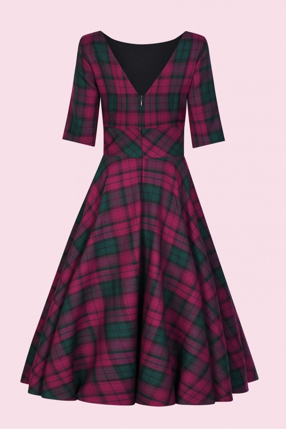 Hepburn Berry Tartan Swing Dress