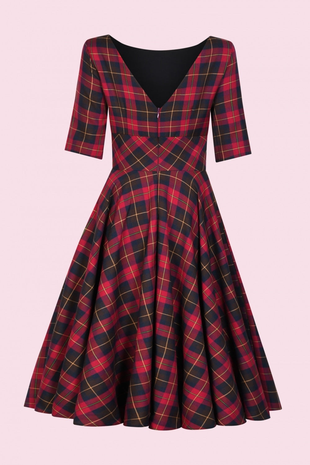 Hepburn Berry Tartan Swing Dress