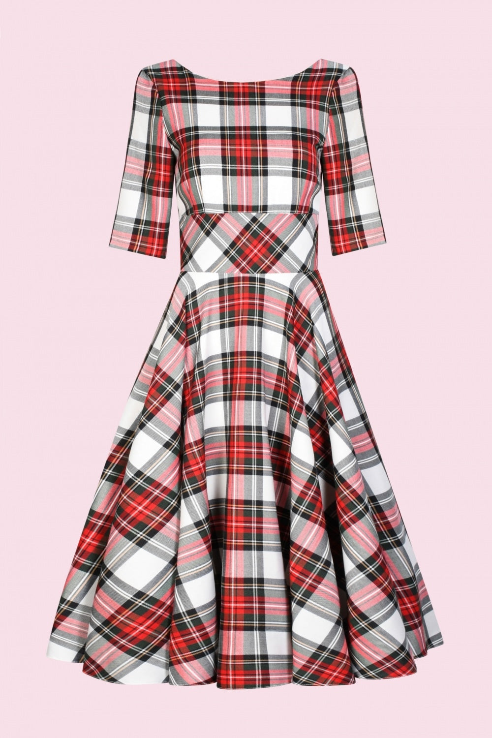 Hepburn Berry Tartan Swing Dress