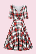 Hepburn Berry Tartan Swing Dress