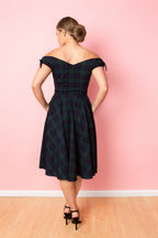 Fatale Bow Tartan Midi Dress