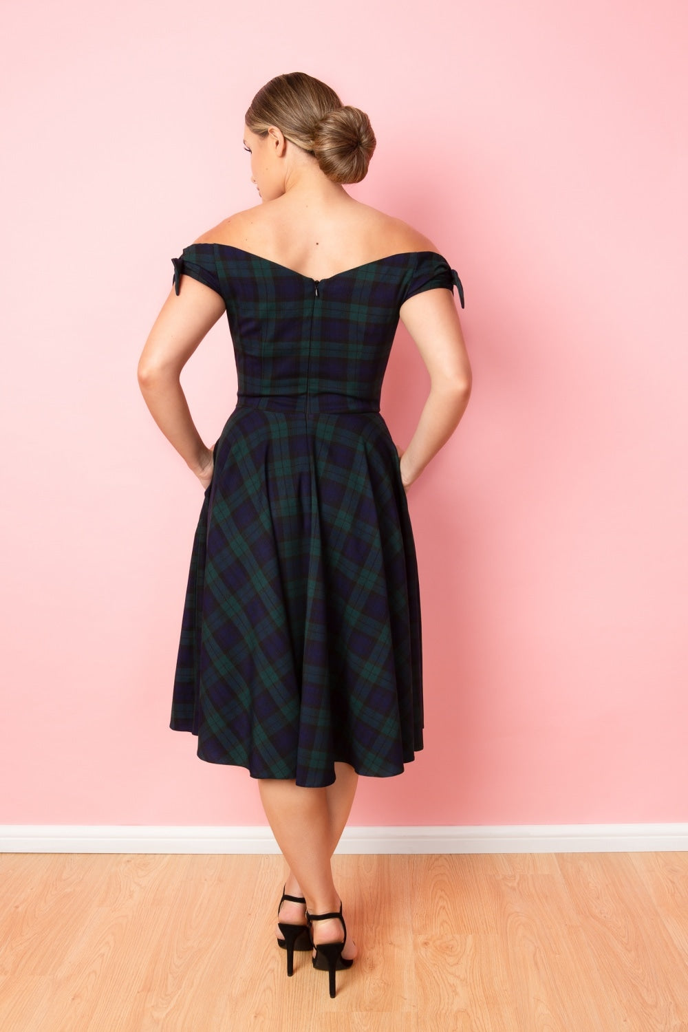 Fatale Bow Tartan Midi Dress