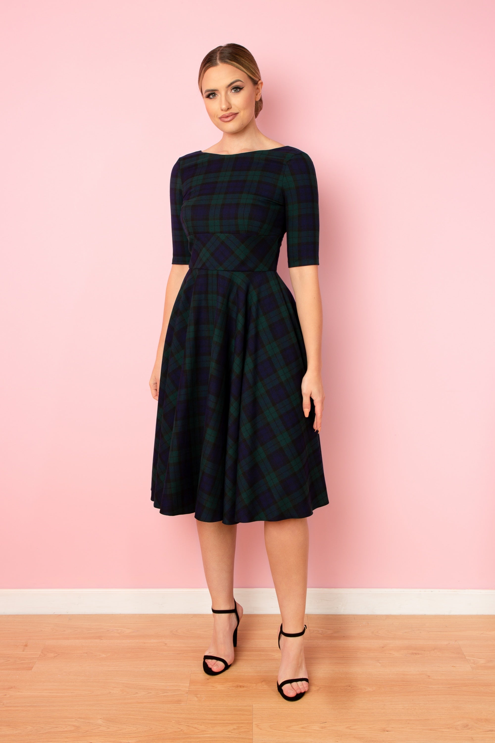 Hepburn Tartan Swing Dress