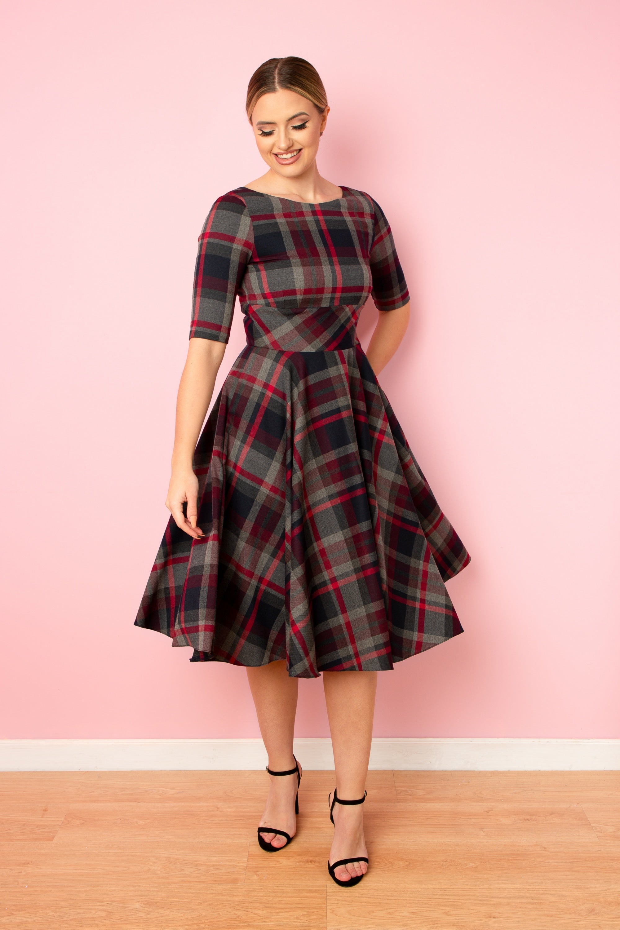 Hepburn Tartan Swing Dress
