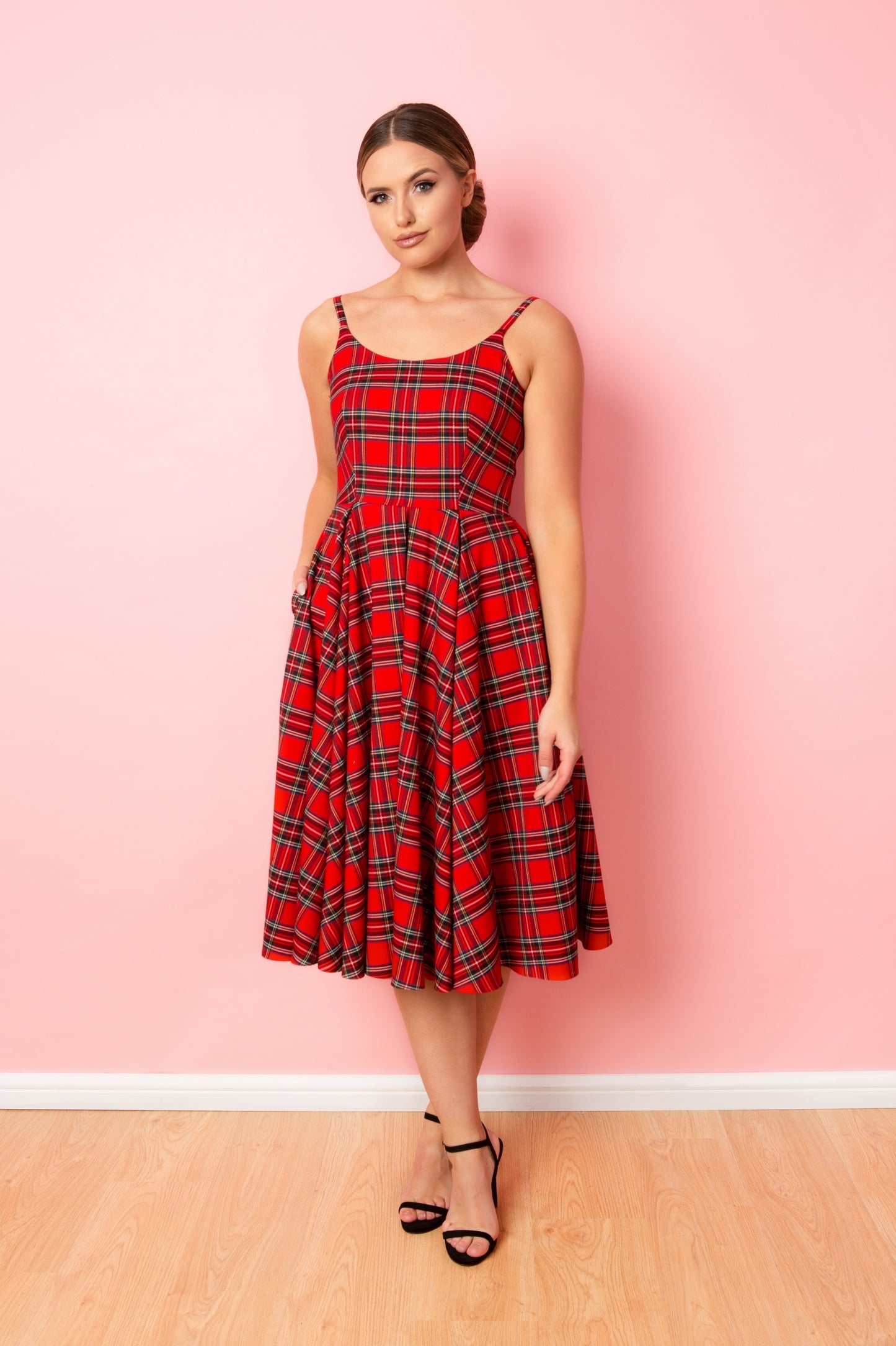 Priscilla Tartan Midi Dress