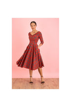 Hourglass Tartan 3/4 Sleeve Swing Dress