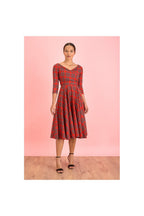 Hourglass Tartan 3/4 Sleeve Swing Dress