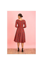 Hourglass Tartan 3/4 Sleeve Swing Dress