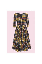Hourglass Tartan 3/4 Sleeve Swing Dress