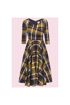 Hourglass Tartan 3/4 Sleeve Swing Dress