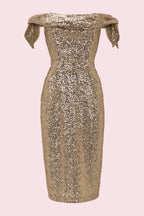 Tilly Sequin Off The Shoulder Pencil Dress