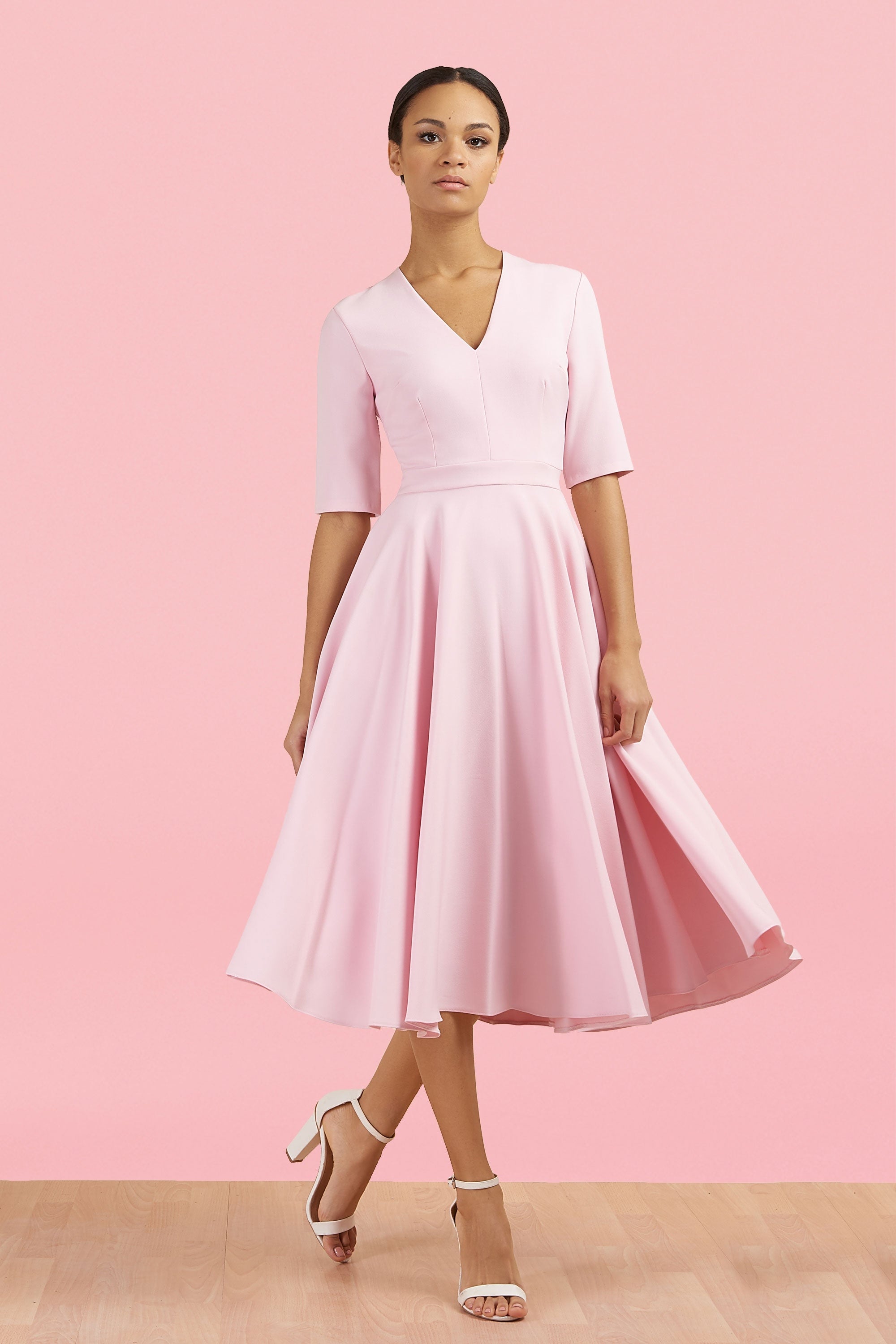 myla midi dress The Pretty Dress Company Myla Pale Pink Midi Dress Colour: Pale Pink, Size: 10