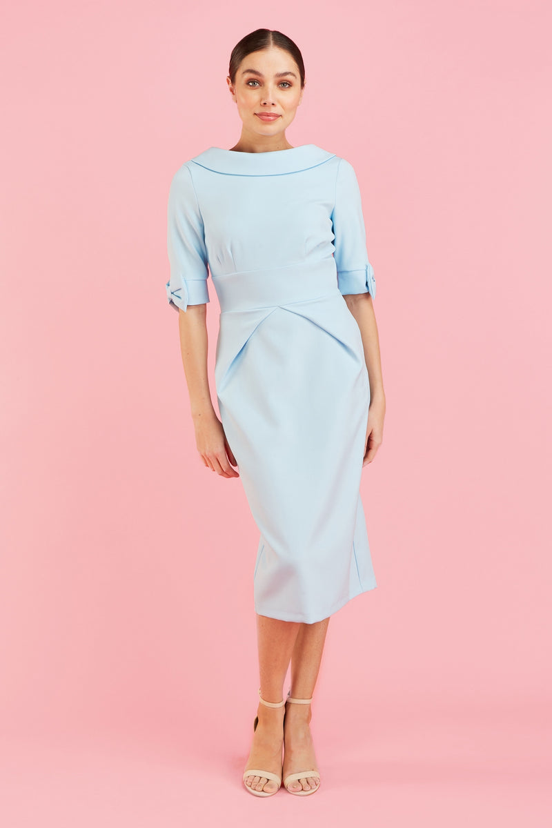 Hollywood Pencil Dress - Pale Blue